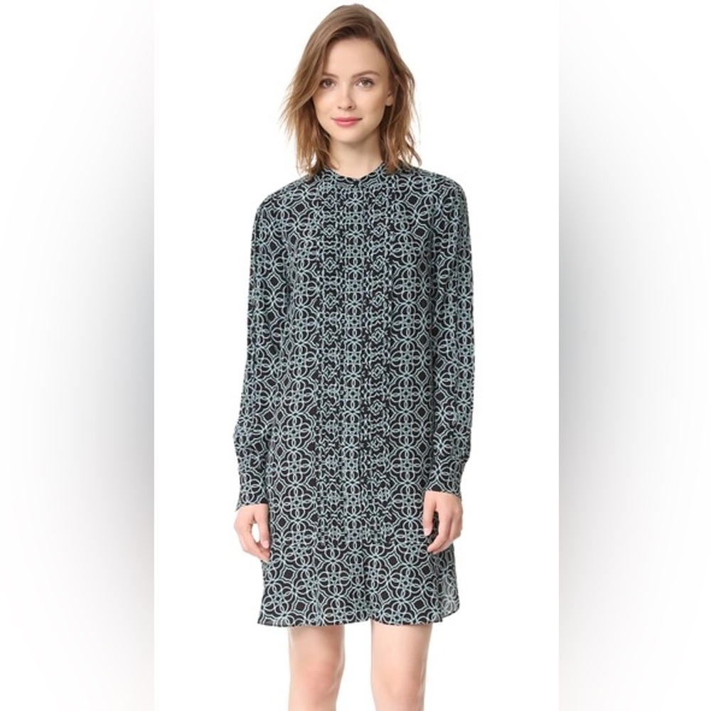 Tory Burch Massey Shift Dress Pompidou Geometric Design 100% Silk Size 4